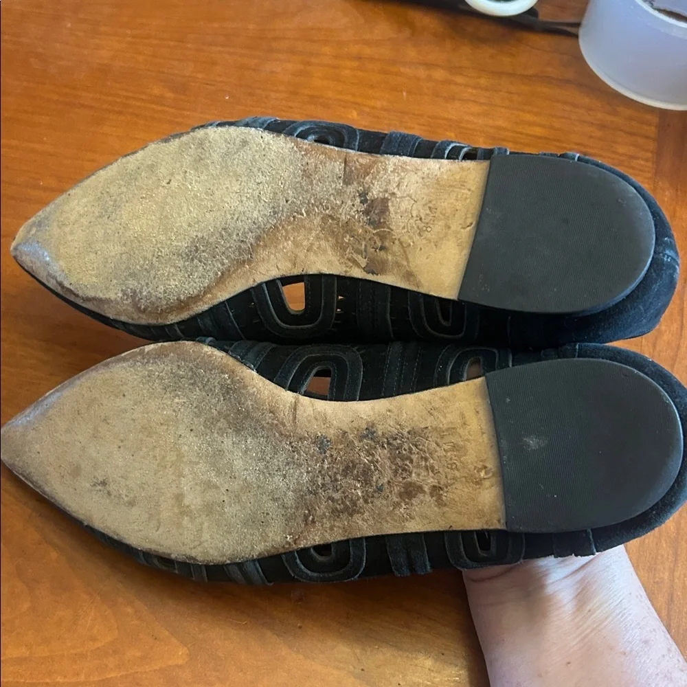 Tory Burch Leyla Laser Cut Suede Flats 8 1/2 Black